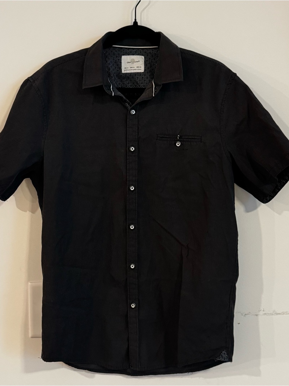 Short-Sleeve Black Button-Down Shirt